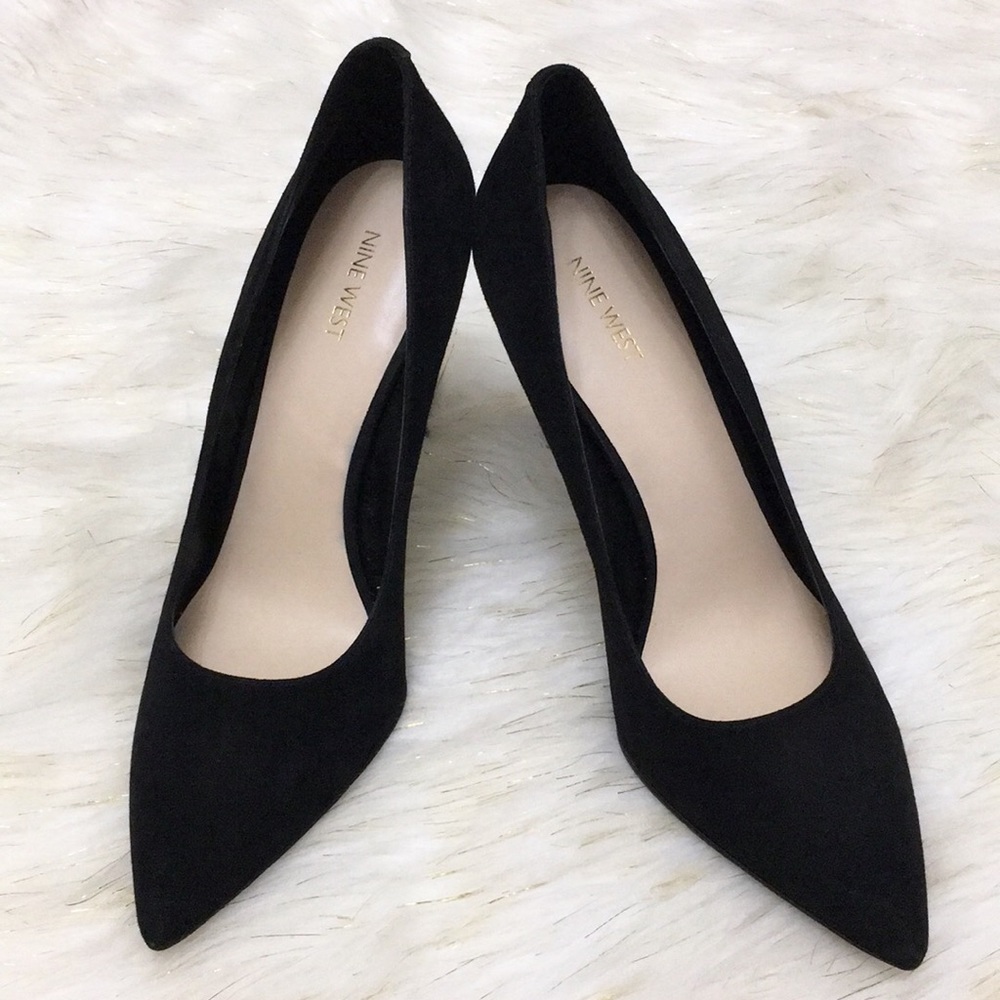Black suede Nine west 3.5’ heels